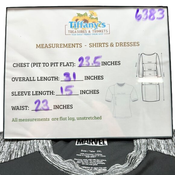 Marvel The Punisher T-Shirt 2XL Black Gray Pin-Look on Graphic Polyester - Picture 7 of 7